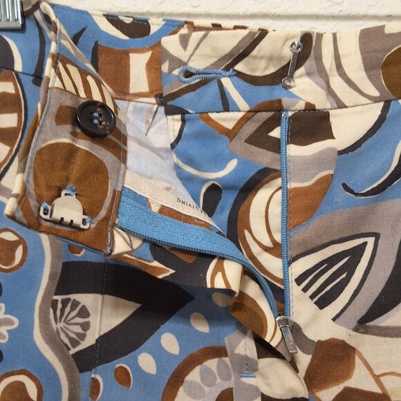 Max Mara Licia Paisley Print High-Rise Cropped Pants In Blue & Brown Print Sz 8 - Picture 4 of 10